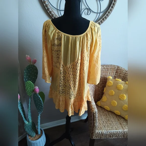 Young Threads Sunny Yellow Lace Blouse - Picture 6 of 9